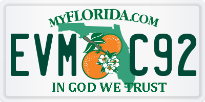 FL license plate EVMC92