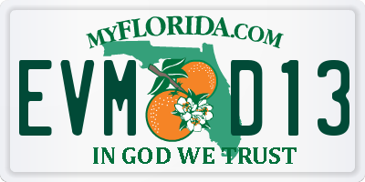 FL license plate EVMD13