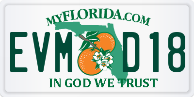 FL license plate EVMD18