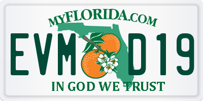 FL license plate EVMD19