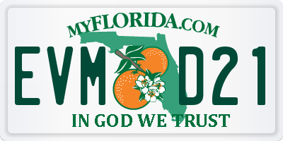 FL license plate EVMD21