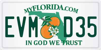 FL license plate EVMD35