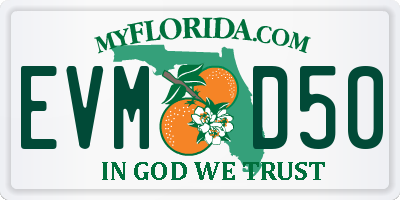 FL license plate EVMD50