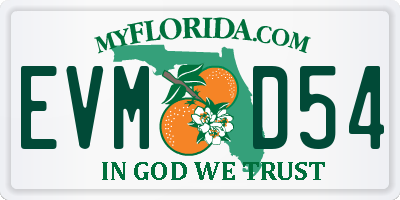 FL license plate EVMD54