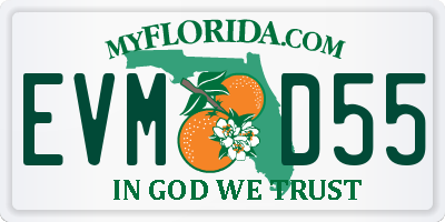 FL license plate EVMD55