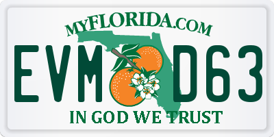 FL license plate EVMD63