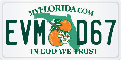 FL license plate EVMD67