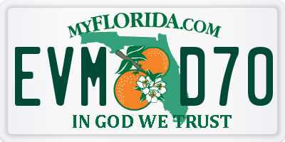 FL license plate EVMD70
