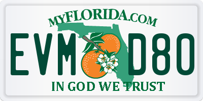 FL license plate EVMD80