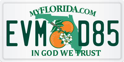 FL license plate EVMD85