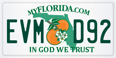 FL license plate EVMD92