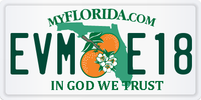 FL license plate EVME18