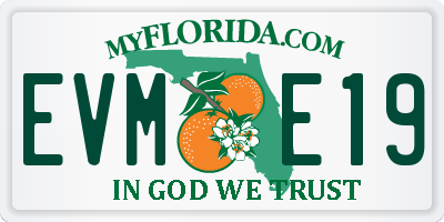 FL license plate EVME19
