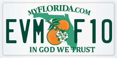 FL license plate EVMF10