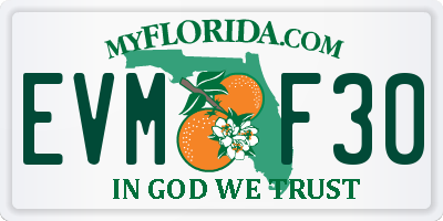 FL license plate EVMF30