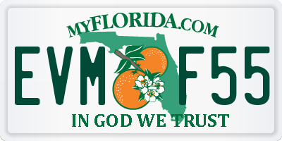 FL license plate EVMF55