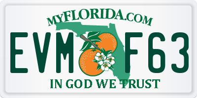 FL license plate EVMF63