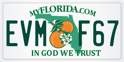 FL license plate EVMF67