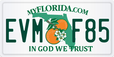 FL license plate EVMF85