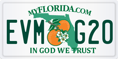 FL license plate EVMG20