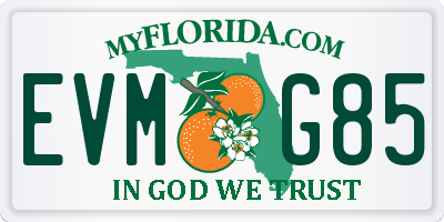 FL license plate EVMG85