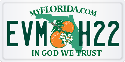 FL license plate EVMH22
