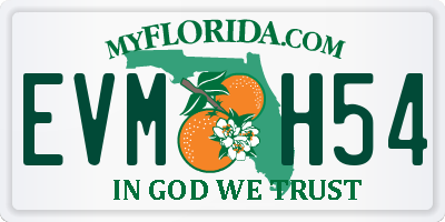 FL license plate EVMH54