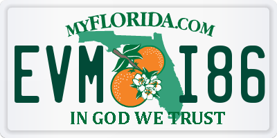 FL license plate EVMI86