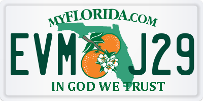 FL license plate EVMJ29