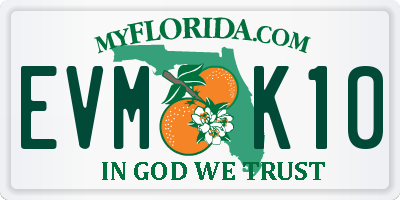 FL license plate EVMK10
