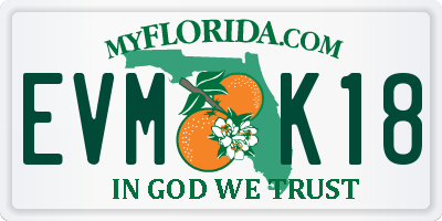 FL license plate EVMK18