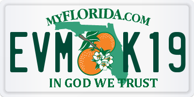FL license plate EVMK19