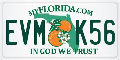 FL license plate EVMK56