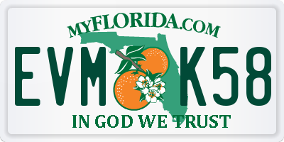 FL license plate EVMK58