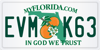 FL license plate EVMK63