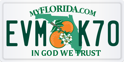 FL license plate EVMK70