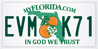 FL license plate EVMK71
