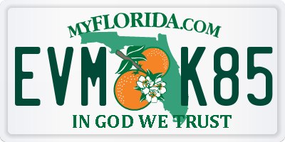 FL license plate EVMK85