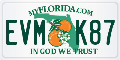 FL license plate EVMK87