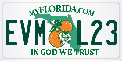 FL license plate EVML23