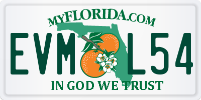 FL license plate EVML54