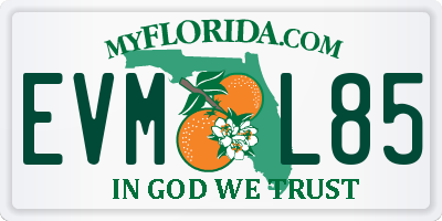 FL license plate EVML85