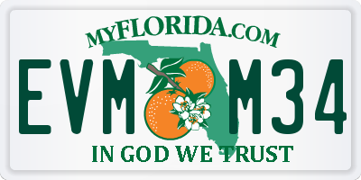 FL license plate EVMM34