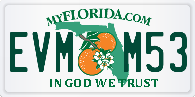 FL license plate EVMM53