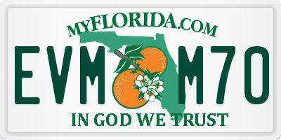 FL license plate EVMM70