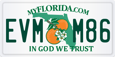 FL license plate EVMM86