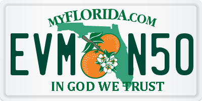 FL license plate EVMN50