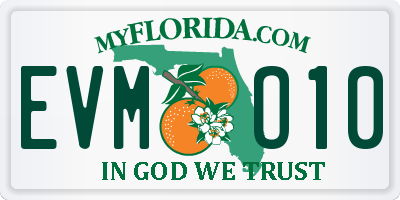 FL license plate EVMO10