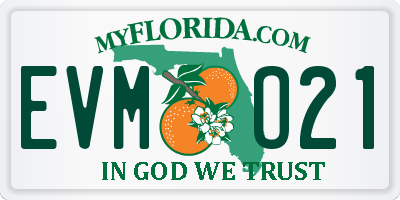 FL license plate EVMO21