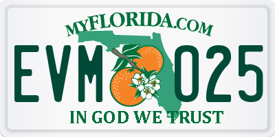 FL license plate EVMO25